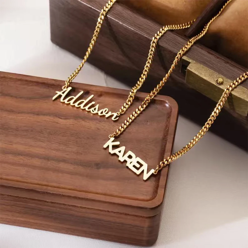 Customized Name Cuban Chain Necklace 3mm Cuban Chain Fashion Jewelry Gift Accessories Men's and Women's Gifts