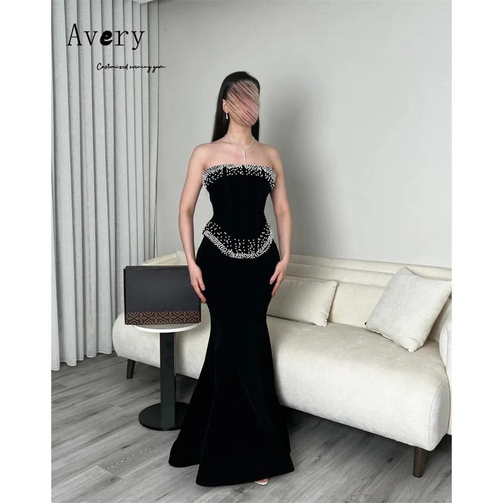 

Avery Custom Black Tube Top Rhinestone Fishtail Prom Dresses Luxury 2026 Luxurious Party Dress Women's Ball Gown Evening Elegant