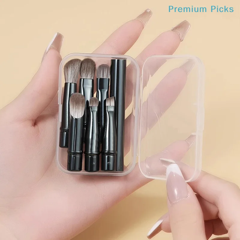 portable6Pcs Mini Travel Makeup Brushes Set With Box Portable Cosmetic Powder Foundation Blush  Concealer Brushes Makeup Tools
