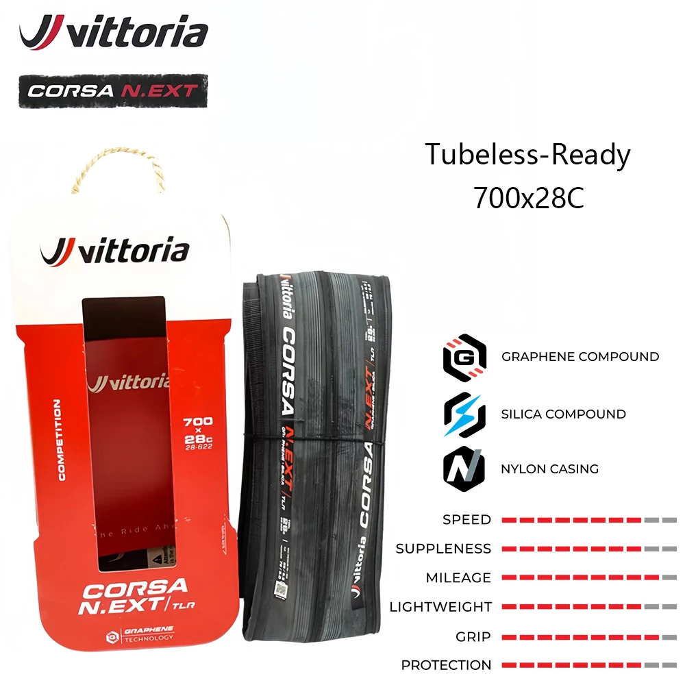 Vittoria Corsa N.EXT Schlauchlos-Faltreifen für Rennräder, pannensicher, 700x24C/26C/28C/29C Fahrradreifen – Detail 8