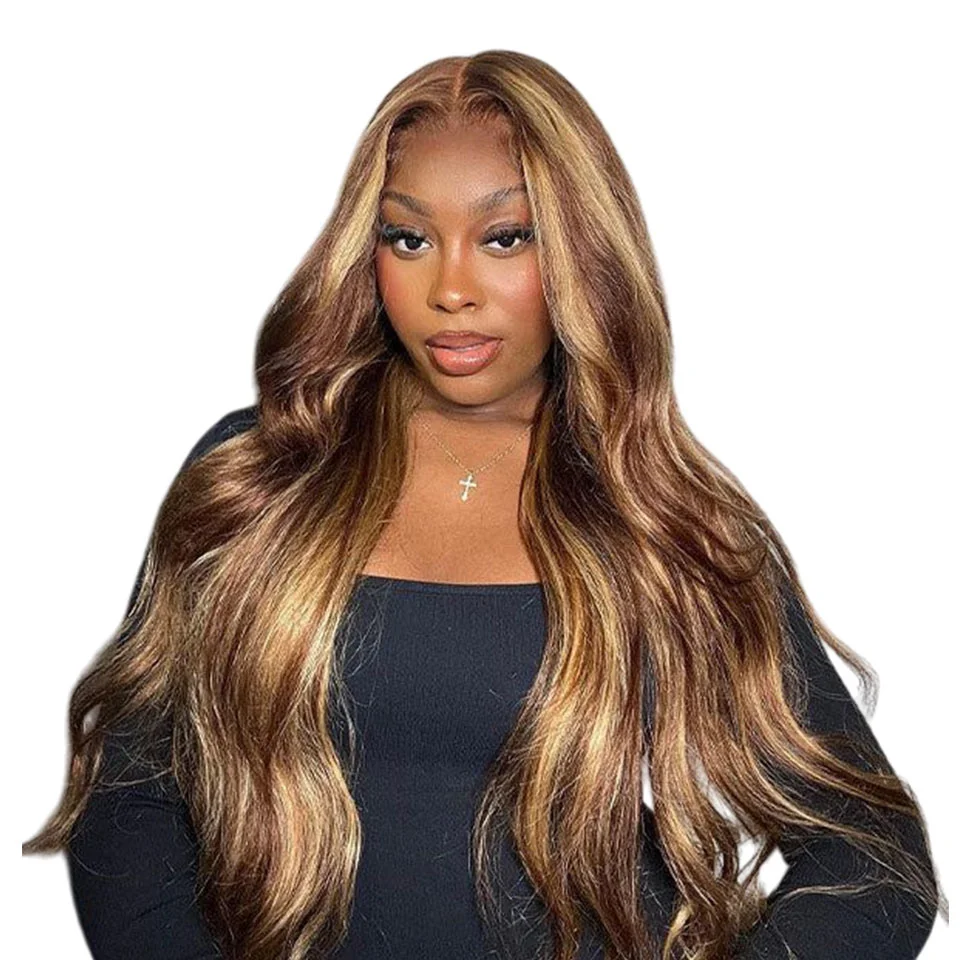 

4x4 Pre Cut Lace Wear And Go Highlight Body Wave Glueless Wigs Human Hair 32INCH Highlight Body Wave Lace Front Wigs Preplucked