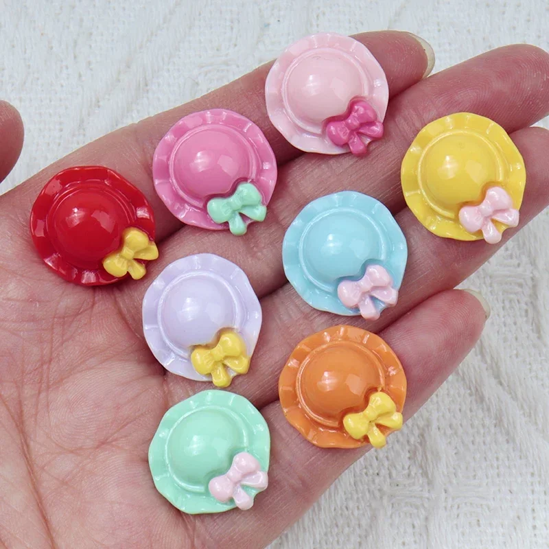 20/100pc Hat Shaped Resin Patch Scrapbook DIY Resin Crafts Handmade Material Hair Clip Water Cup Photo Album Hairpin Accessories