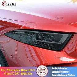 For Mercedes Benz CLS Class C257 2018-On Smoke Black Tint Vinyl Clear TPU Anti scratch Sticker Car Headlight Protective Film