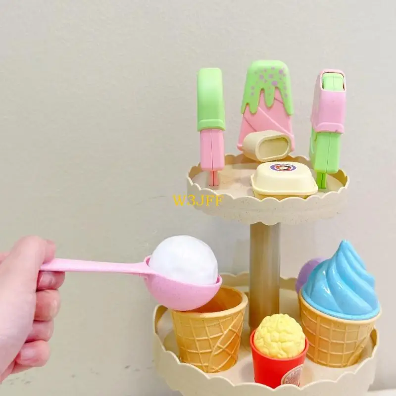 W3JF creative plástico helados plástico para herramienta aprendizaje del juego rol los niños pequeños