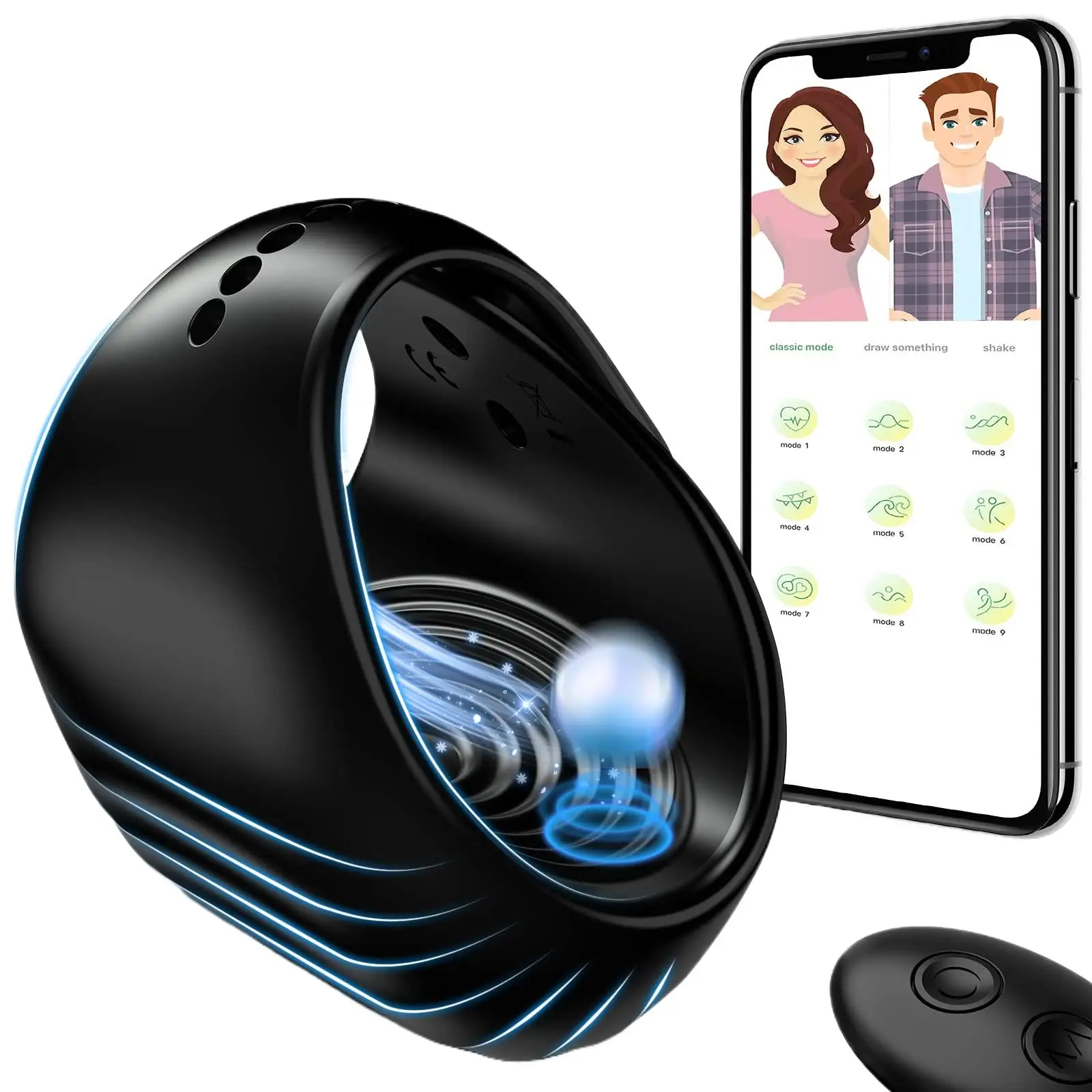 

Ghost Exerciser Male Device Ring Vibrator-App Remote Control Hands-Free Vibration Cock Ring Sex Endurance Extension Training Ma