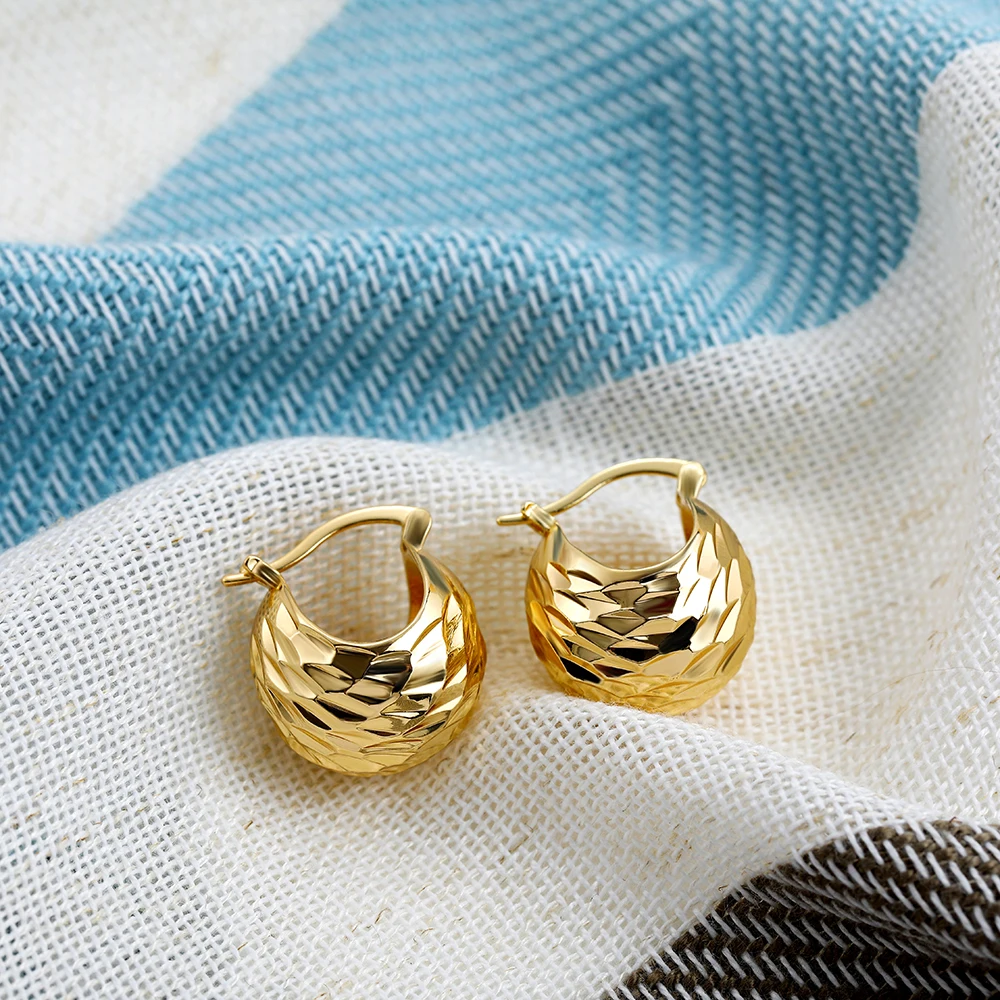 Modern Stainless Steel Chunky Gold Plated Hoop Earrings for Women Rhinestones Thick Basket Huggie Jewelry Women Gift