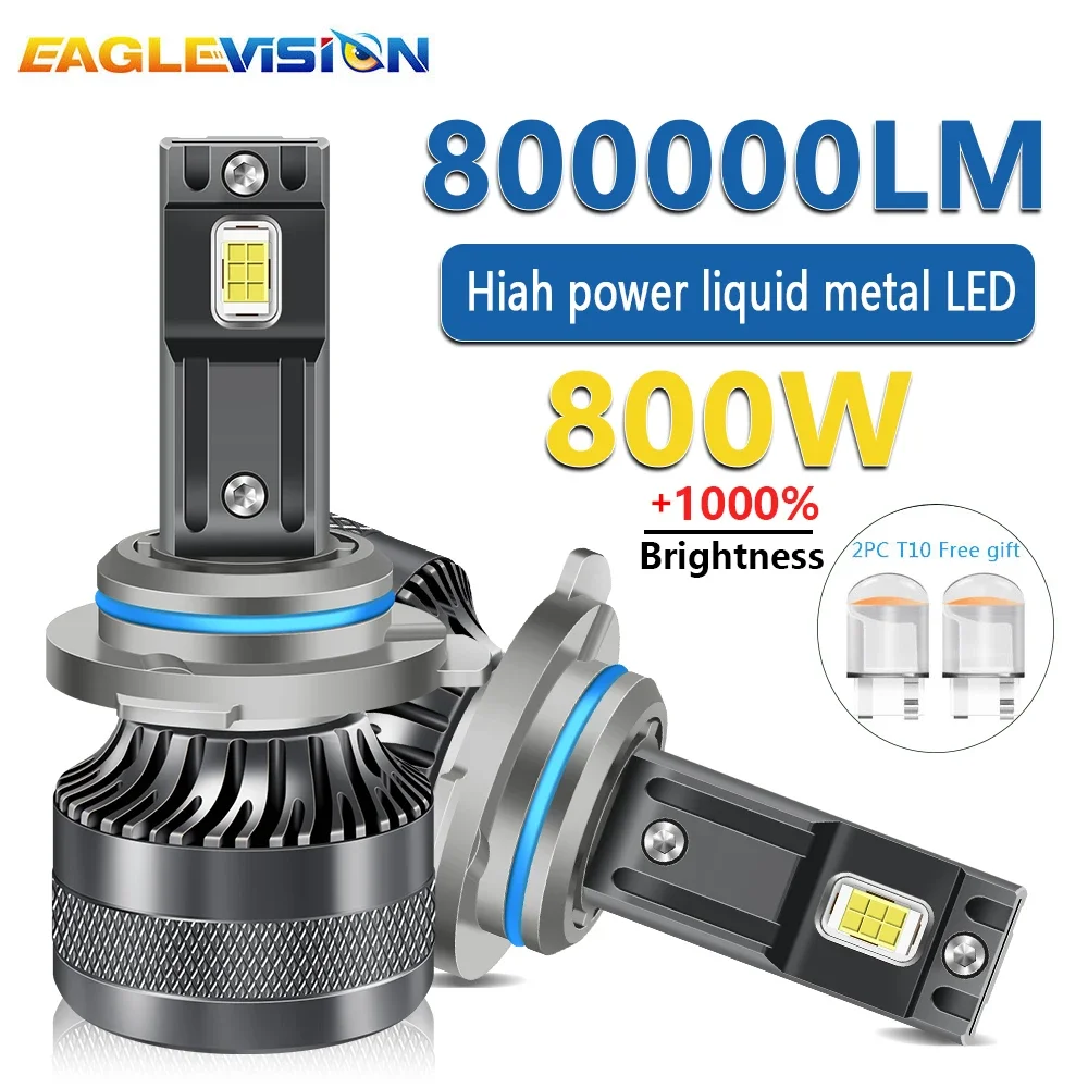 

EAGLEVISION 800W Car Headlight Light 3570 Chip Anti Error Canbus 6500K HB3 HB4 9005 9006 H1 H7 H4 Canbus Auto Headlamp