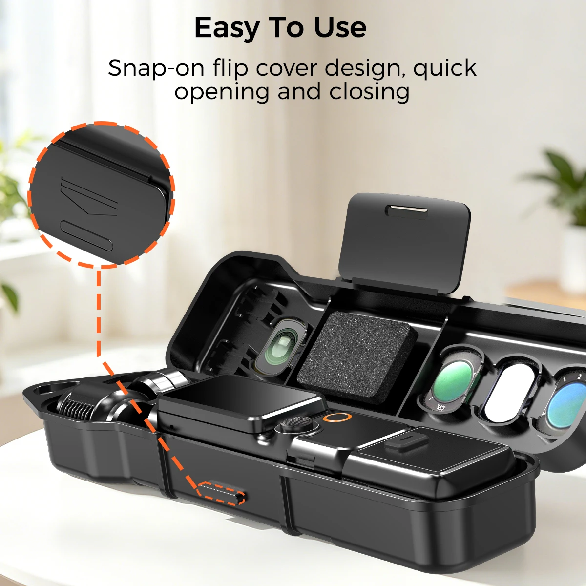 Universal for DJI Osmo Pocket 3 Pocket 4 Hard Storage Case & Glass Film Portable Carrying Box with Magnetic Filter Slots