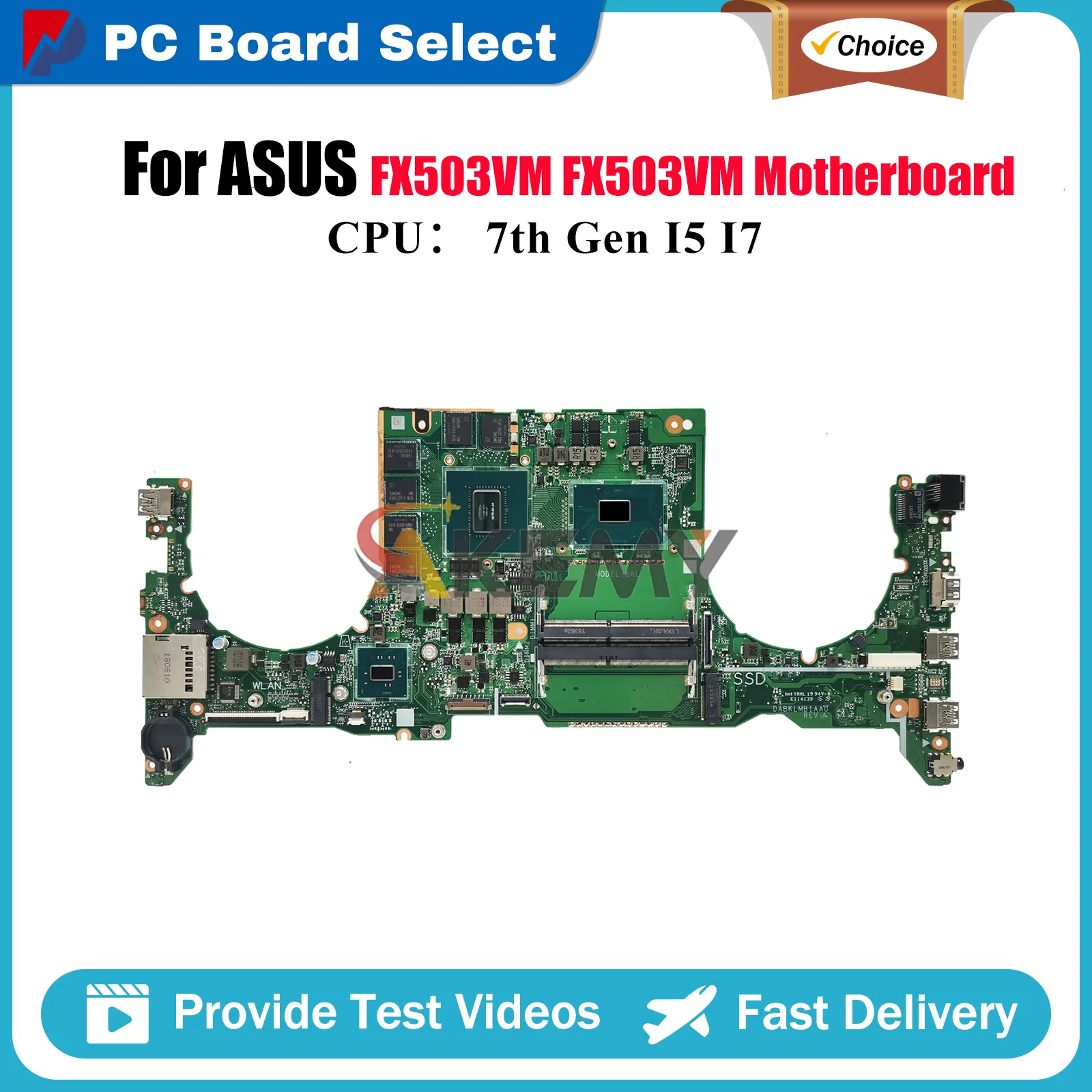 

FX503VM Laptop Motherboard For ASUS TUF Gaming FX503V FX503VM Notebook Mainboard With I5 I7 CPU 100% tests OK fast shipping stk