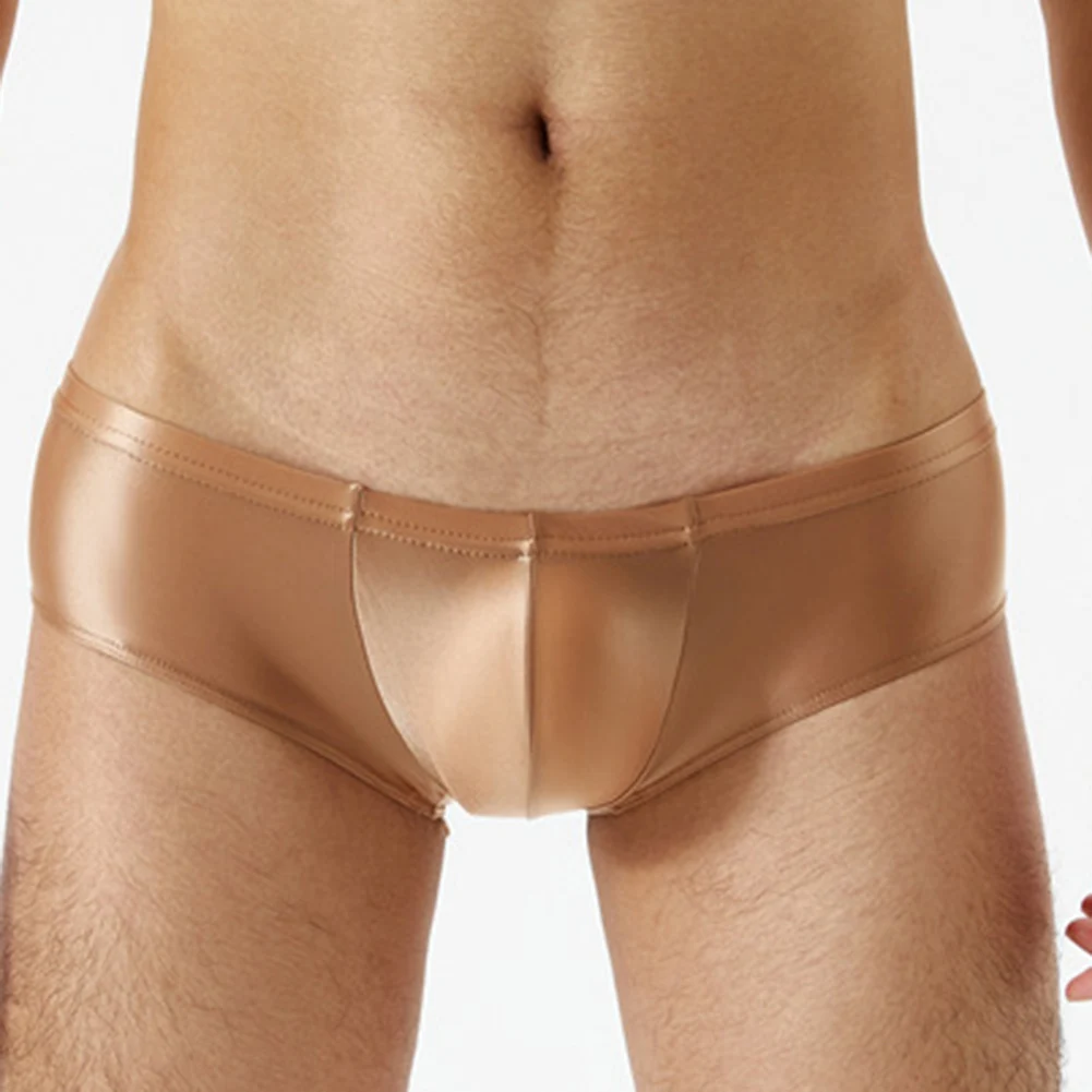 

Мужские трусики из ледяного шелка, блестящие гладкие трусы для геев, нижнее белье с выпуклым мешочком, мужские эротические боксеры с низкой посадкой, плавки, эротические трусы