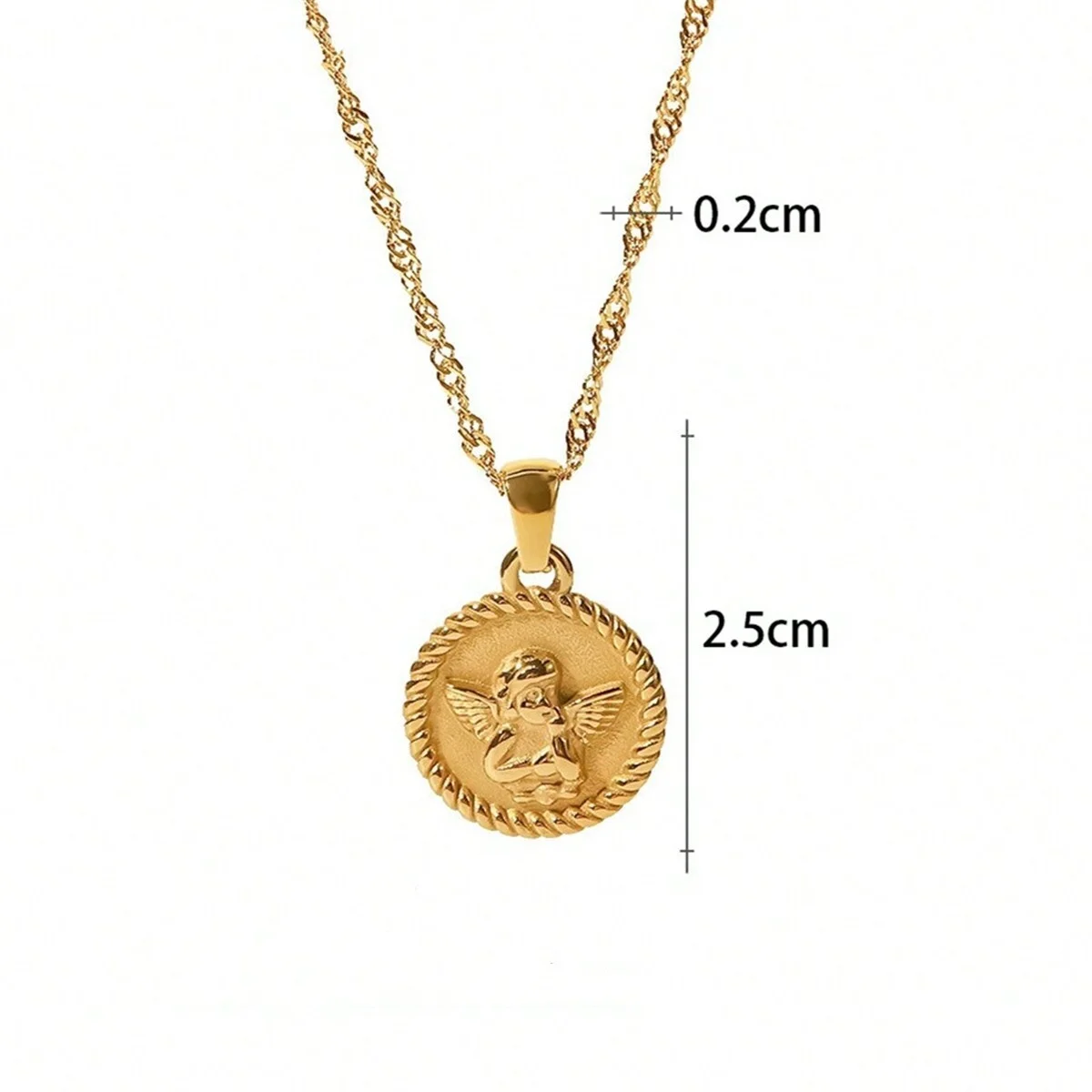 خمر 18K مطلية بالذهب الفولاذ المقاوم للصدأ لؤلؤ المياه العذبة الملاك قلادة قلادة للسيدات الأزياء والمجوهرات حزب هدية #5