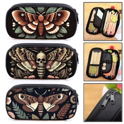 Magical Moth Print Cosmetic Case Butterfly Moth Skull Pencil Bag Insect Student Pencil Bag Stationery Bag School Supplies Gift