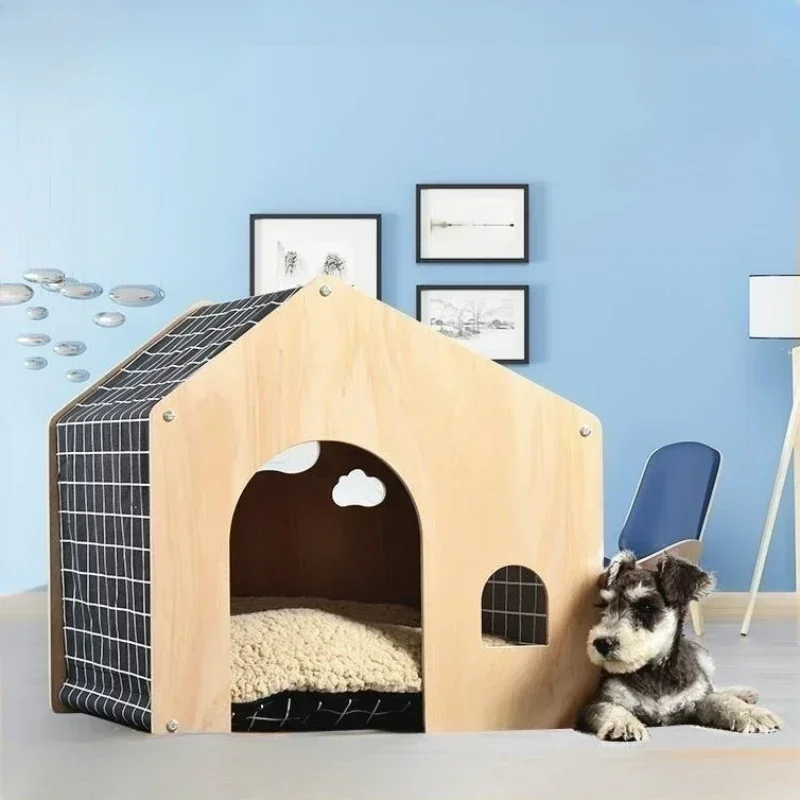 Shed Style Pet House Removable and Washable Dog House Indoor Cat Nest Pastoral Style Wooden Cat Carrier Pet Supplies