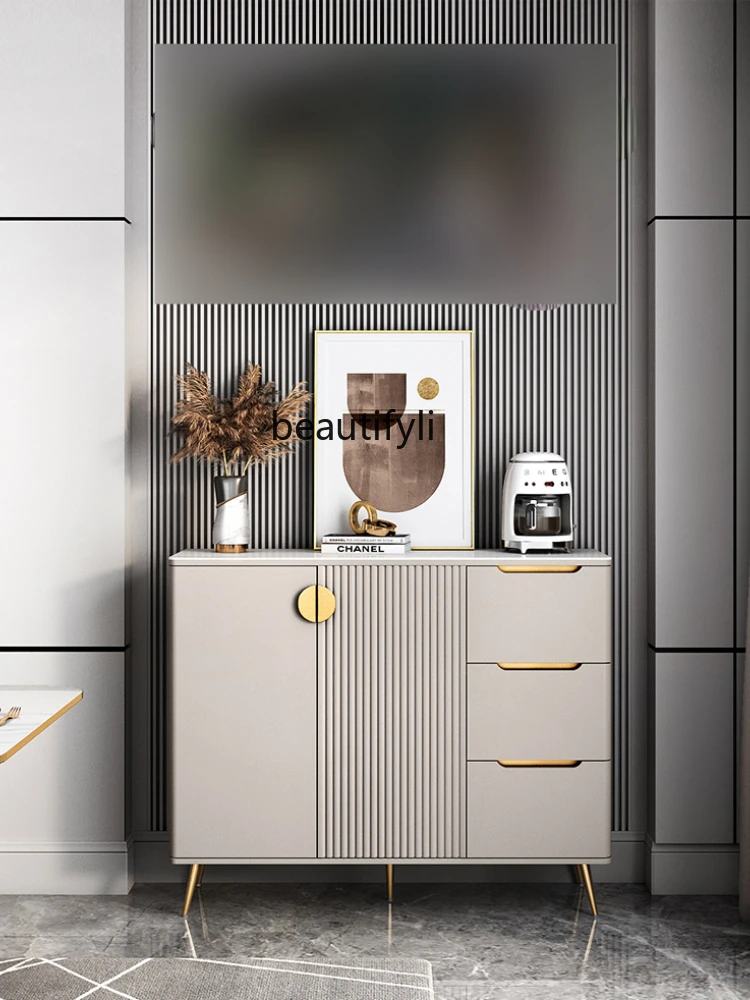 yj High-Grade Light Luxury Stone Plate Sideboard Cabinet Simple Modern Entrance Cabinet Locker Multi-Functional Tea Cabinet