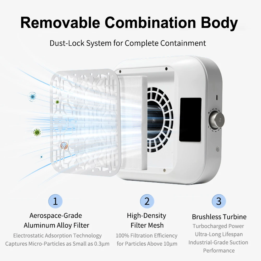 66W Turbo Brushless Collettore di polveri per unghie Cordless 6600mAh Regolazione a 10 velocità Potente aspirazione per unghie Aspirapolvere per unghie per strumento per manicure