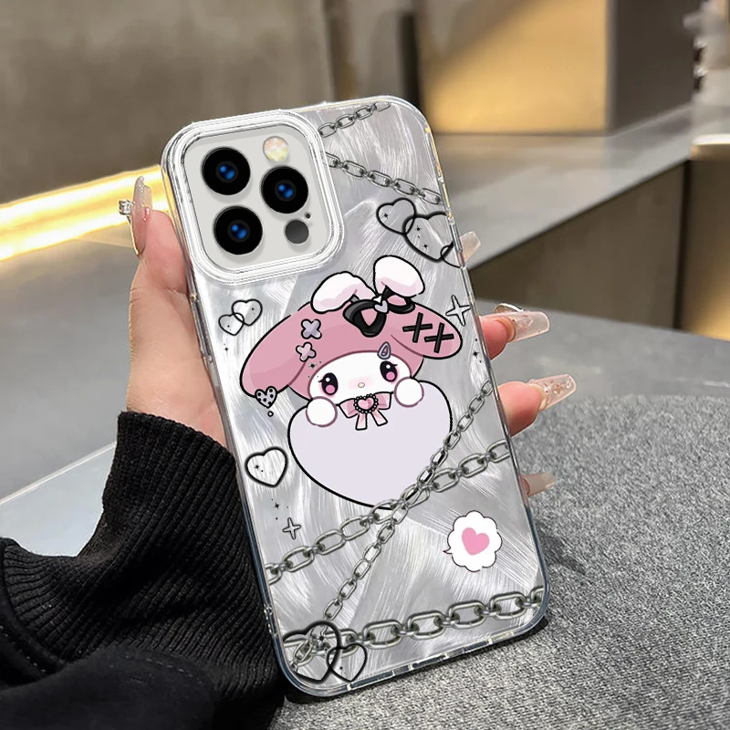 Cartoon Schattige Hello Kitty Voor Iphone 15 14 13 12 11 Xs X Xr 8 7 Pro Max Plus Veren Garen Tpu Telefoonhoesje