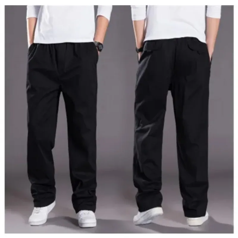 Men Cargo Pant Long Pants High Elastic Waist Simple Splice Straight Trousers Casual Loose Regular Solid Autumn Winter 2025 New