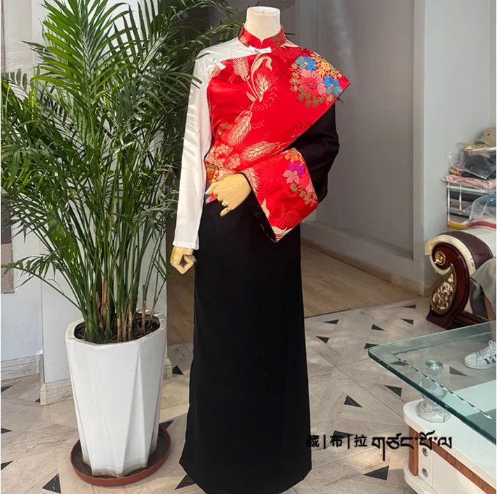 

Тибетский красный тибетский халат, новый костюм, женская этническая одежда высокого класса Xizang