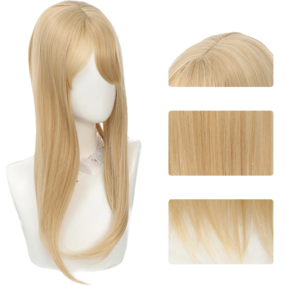 Blonde Synthetic Hair Wigs Long Straight Hair Blonde Color Natural Hair Line Heat Resistant Fiber Hair Wigs for Fashion Women