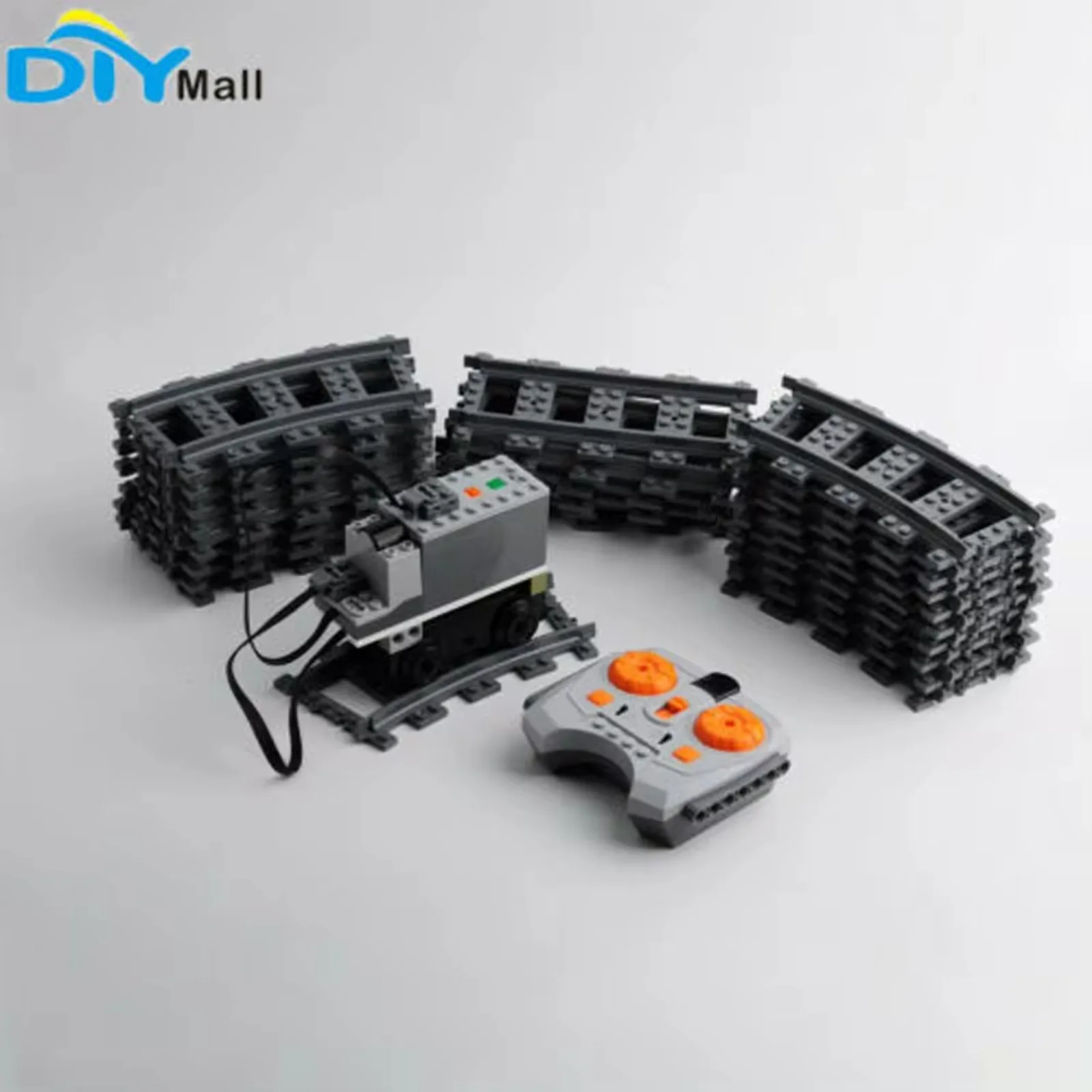 DIY Train Motor Set IR Remote Receiver AAA Battery Case LED Strip Rail Tracks compatible with legoeds city train PF MOC Blocks