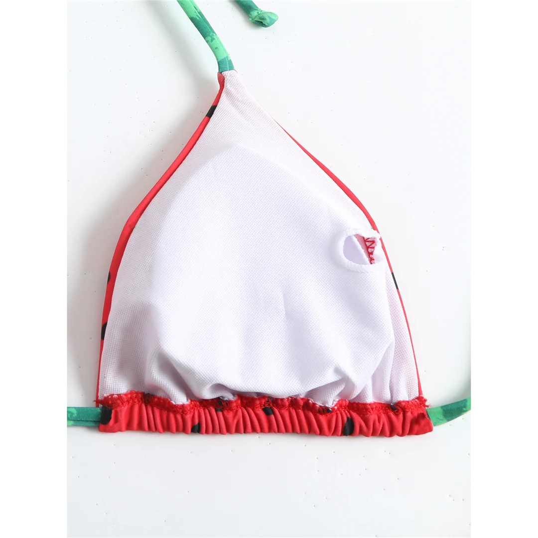Flag-Print-Bikini mit Neckholder und hohem Beinausschnitt, zweiteiliger Badeanzug für Damen, Badebekleidung, Badeanzug, Schwimmanzug V6144 – Detail 15