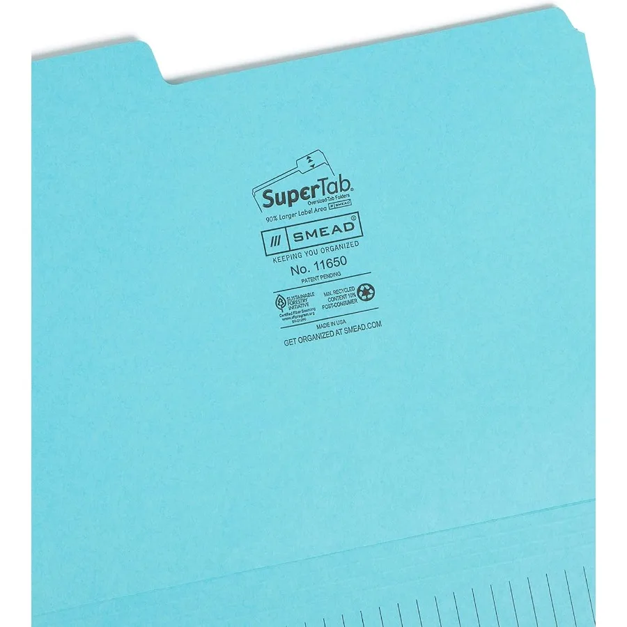 레터 사이즈 문서용 대형 1/3컷 탭 노트 폴더, 업무 및 학교 자료 정리에 이상적, 다양한 색상 12개