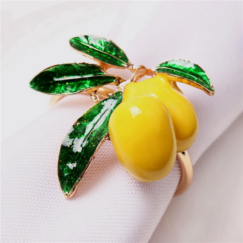 

BHTS-Napkin Rings Set Of 48,Lemon Wedding Napkin Holder Gold Napkin Buckle For Table Decor Parties Holiday Family Gathering