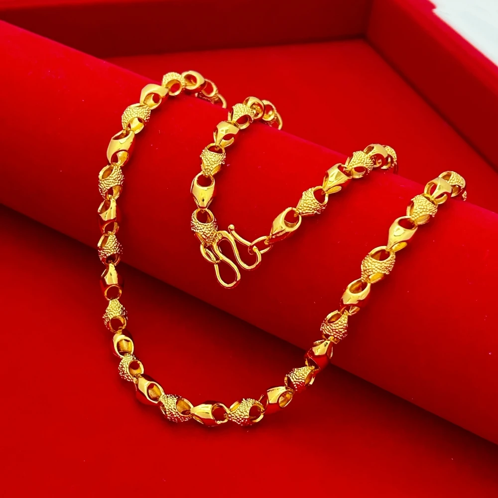 Dubai Gold Plated 6 mm Beaded Chain Necklaces for Men 24 inch Collar Hip Hop Luxury Jewelry Accessories Gifts