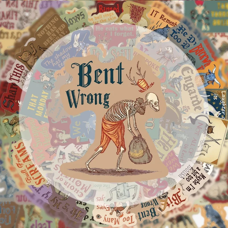 50 Średniowiecznych, Dziwacznych, Abstrakcyjnych Naklejek Graffiti, Żywe Naklejki, Idealne do Dekoracji Butelek na Wodę, Laptopów, Telefonów Komórkowych, Bagażu, Deskorolek, Gitar, Pudełek Prezentowych, Dekoracji na Przyjęcia