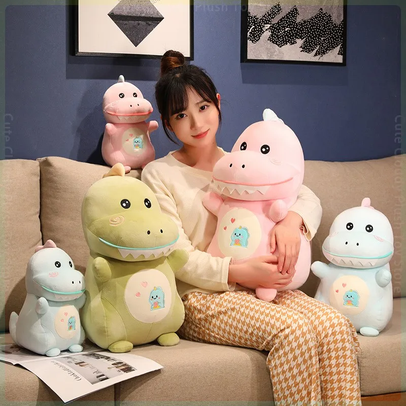 Kawaii mainan mewah dinosaurus kecil lucu lucu boneka hewan kartun 3 warna naga boneka mewah dekorasi kamar untuk hadiah Natal anak perempuan