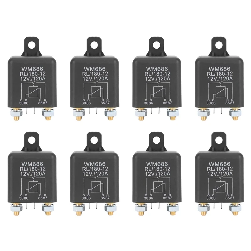 

8X DC 12V Relay Battery Isolating Relay 12V / 120A Peak Load For Car Trucks Car (12V / 120A)