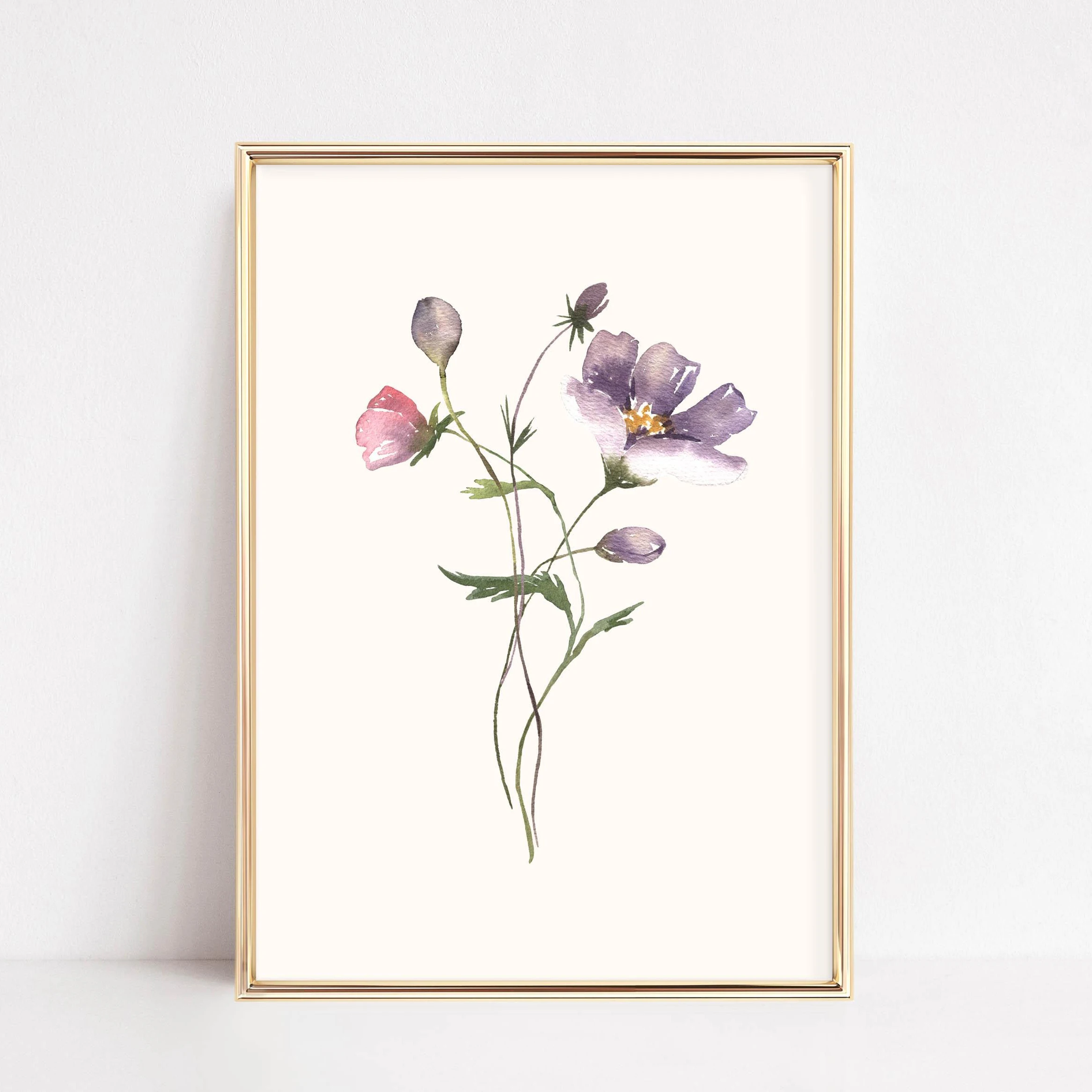 A set of 6 watercolor botanical paintings wild plant wall decorations a minimalist watercolor flower gallery set for home décor