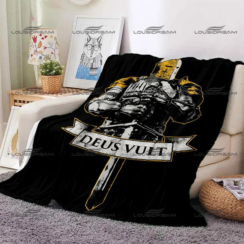 Crusader Cross Pattern Blanket Templar Knights Warm Flannel Thin Blanket Portable Home Travel Office Lunch Break Blanket