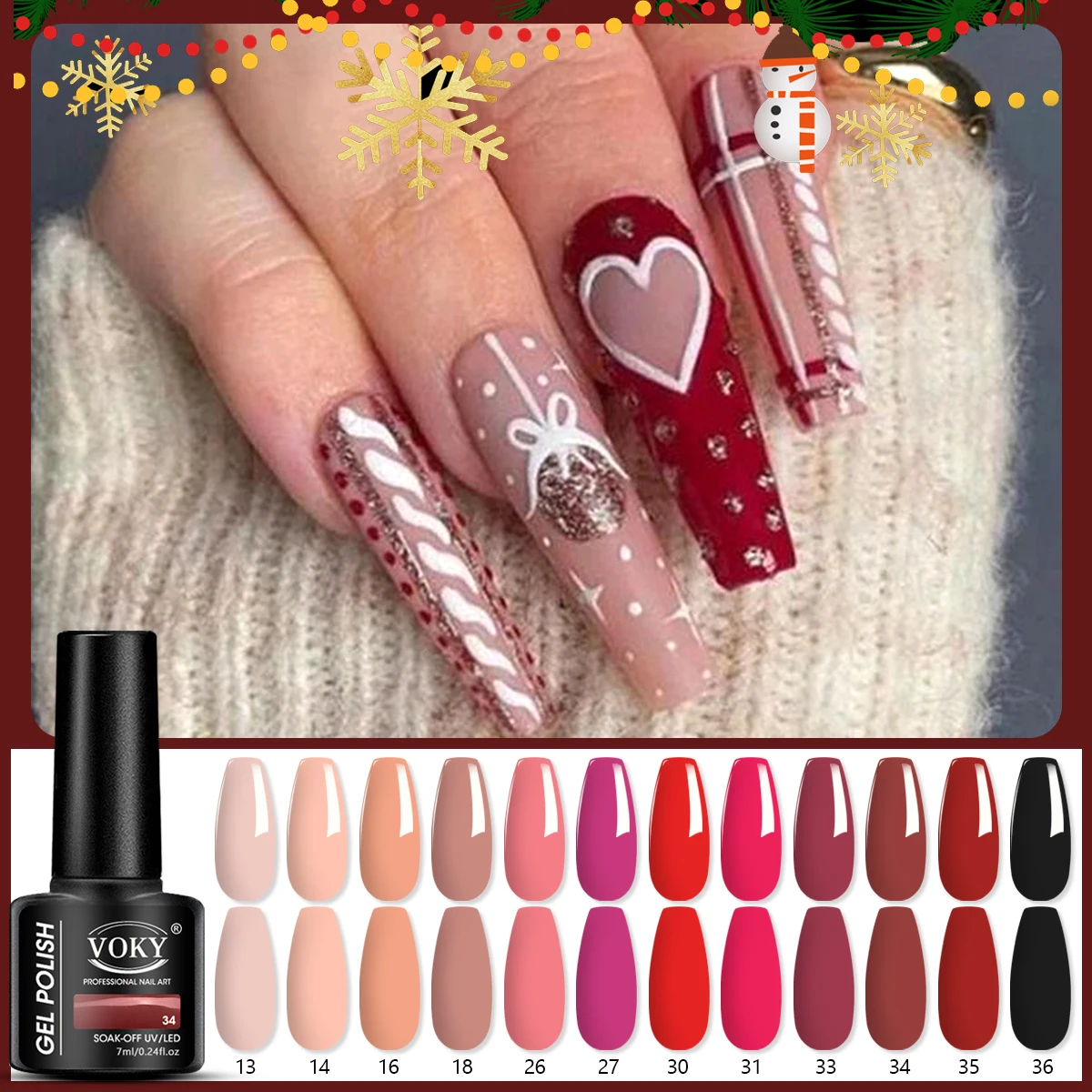 

VOKY Gel Nail Polish Set, 12PCS, 0.24oz each, quick-drying high-gloss gel nail polish, versatile classic bright colors