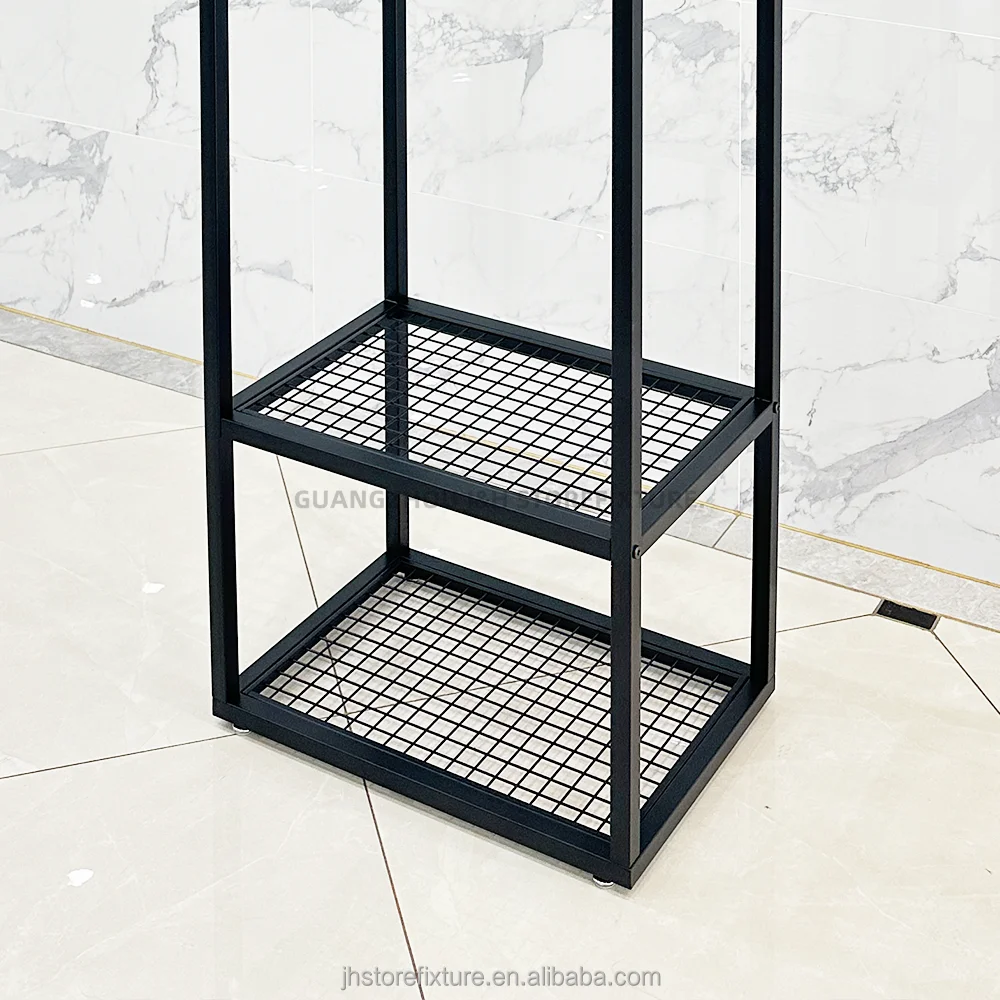 Mann Kleidung Anzug Shop Display Stand Metall Schwarz Kleiderständer Showroom Mesh Store Regale Regale Display Gondel Rack
