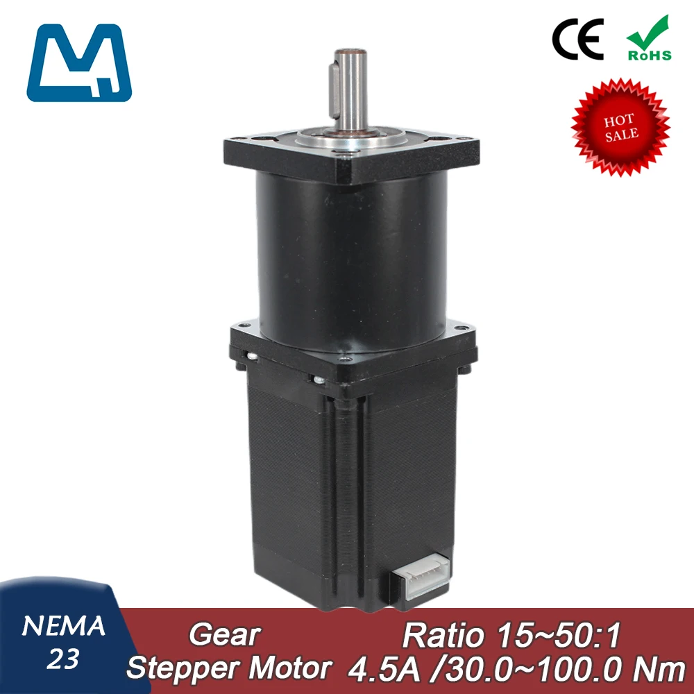 Nema23 77mm Stepper Motor Body Lenght 4.5A  2Nm Planetary Gearbox Ratio 50:1