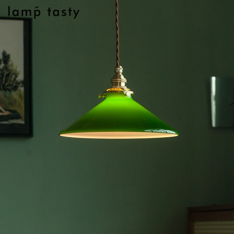 Old Shanghai vintage green glass chandelier Japanese style antique guesthouse restaurant showcase, tea room chandelier
