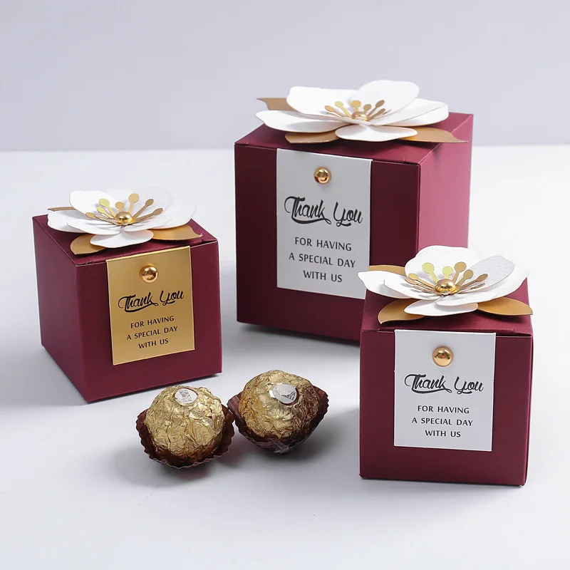Creative Flower Square Wedding Candy Box Exquisite Little Flower Chocolate Box Holiday Party Banquet Anniversary Gift Box