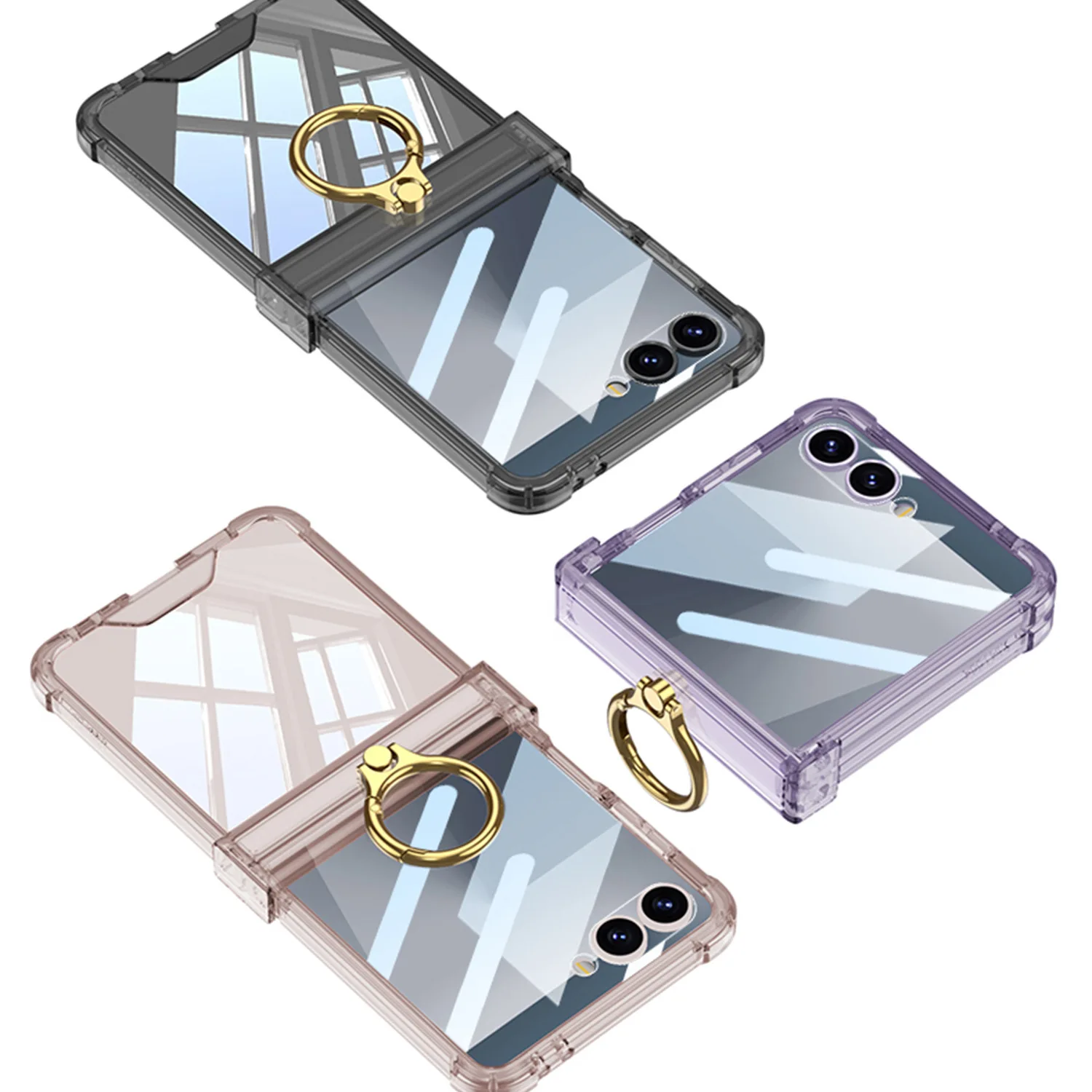 

[Подушка безопасности с защитой от падения] Ультратонкий ультралегкий прозрачный милый чехол для мобильного телефона с вращающимся валом для Samsung Z Flip7