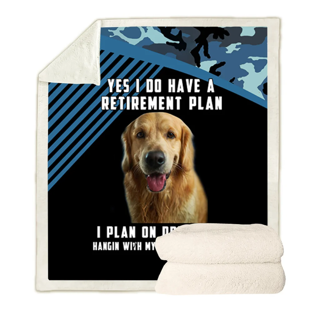 CLOOCL Pet Dog Camouflage Golden Retriever Blanket 3D Printed Hiking Picnic Quilt Throws Blanket Bedspread Sofa Travel Blanket