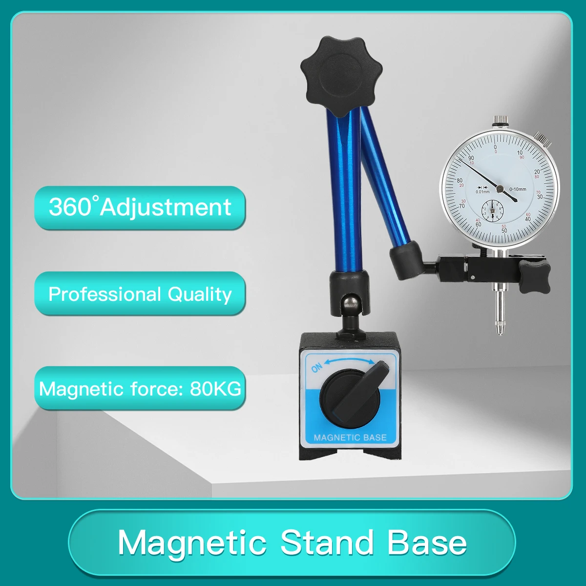 

Magnetic Base Set for Dial Indicator and Micrometer - 80KG Strong Magnetic Suction, Adjustable Angle Magnetic Holder Stand