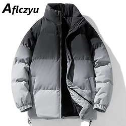 Chaqueta acolchada con gradiente para hombre, Parkas gruesas, abrigo degradado, Abrigo acolchado informal de moda, Parkas con cuello levantado, Invierno