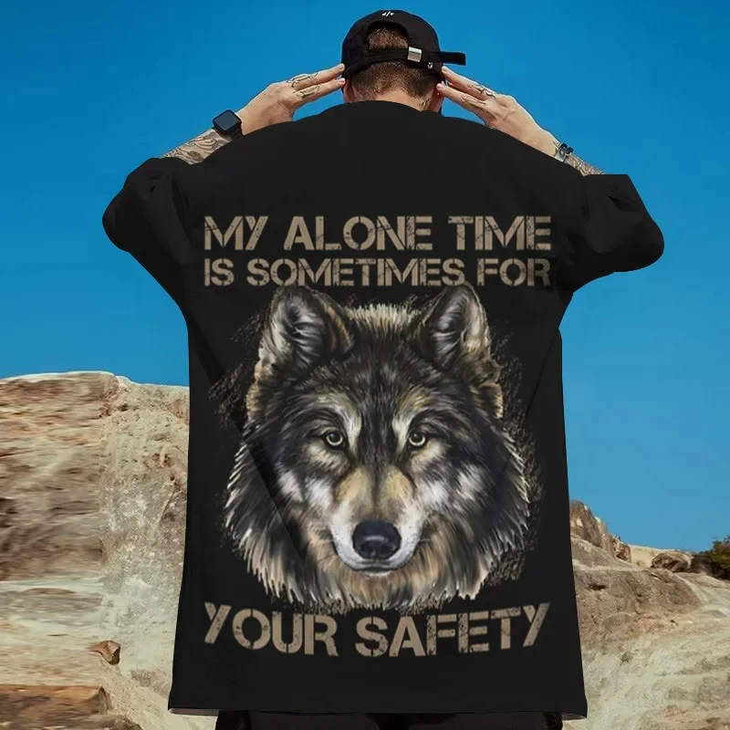 Animal T-Shirts For Men 3d Wolf Print Street Trend Hip Hop T shirt Summer Fashion Casual Oversized Short Sleeve Top Man Clothing