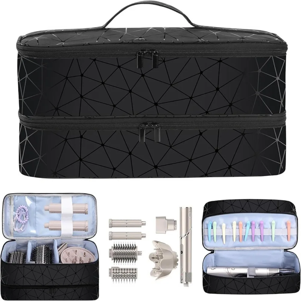 

Hot Waterproof Curling Iron Bag Double Layer Portable Organizer Bag PU Leather Large Capacity Carrying Case Travel