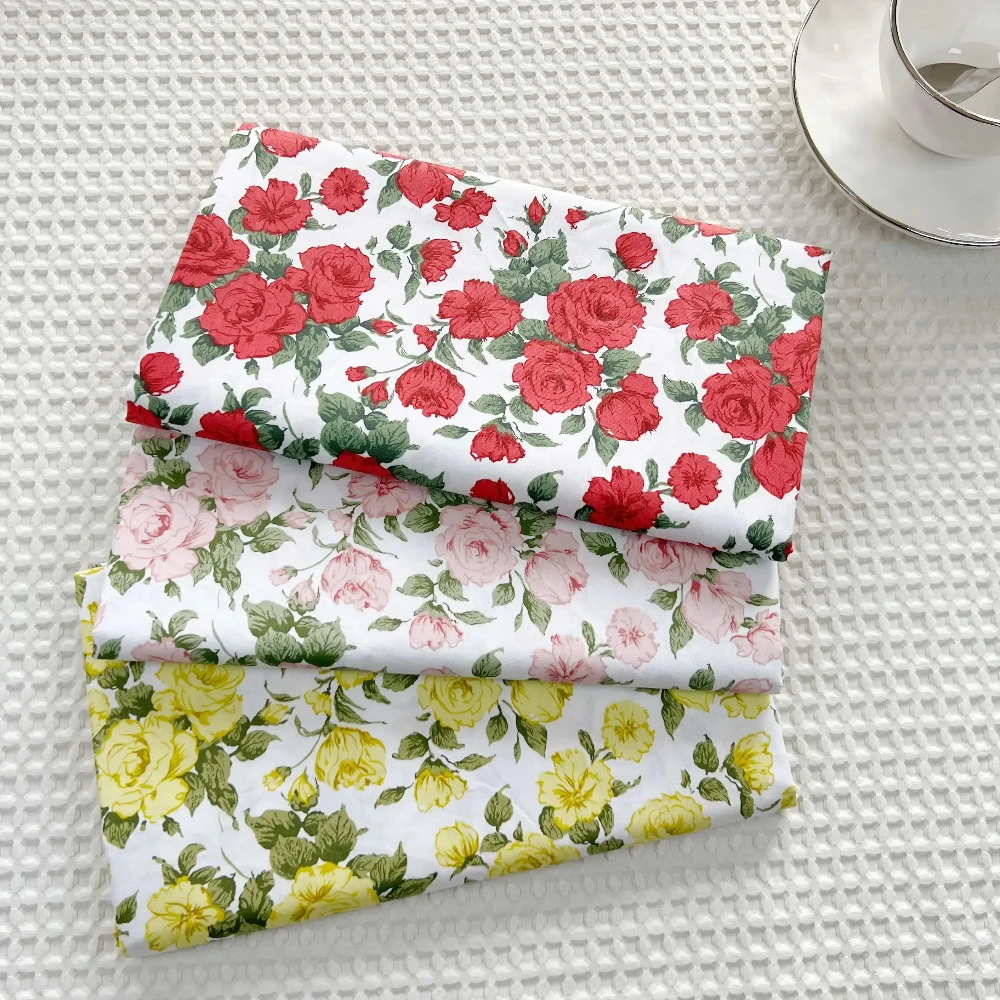 160x50cm Rose Pure Cotton Twill Printed Fabric Bedding Clothes Tablecloth Decoration Handmade DIY Cotton Fabric