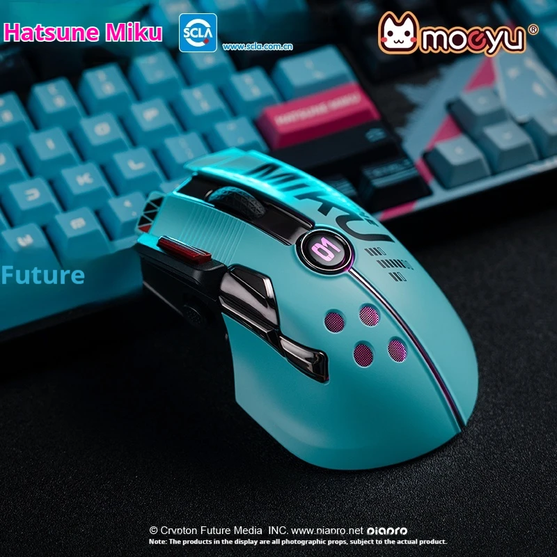 Imagem -02 - Miku Anime Temático Mouse sem Fio Dual Mode Control Ritmo Driver Exclusivo Multi Funcional Iluminação Rgb Driver Personalizado Novo