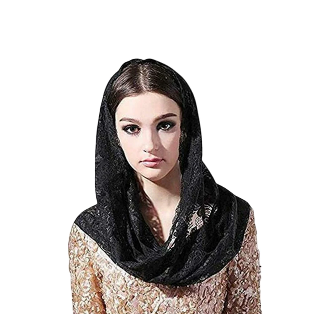 

Lace Veil Shawl Catholic Black Mantilla Church Head Coverings Short Women Scarf Vintage Floral Lightweight Comfortable