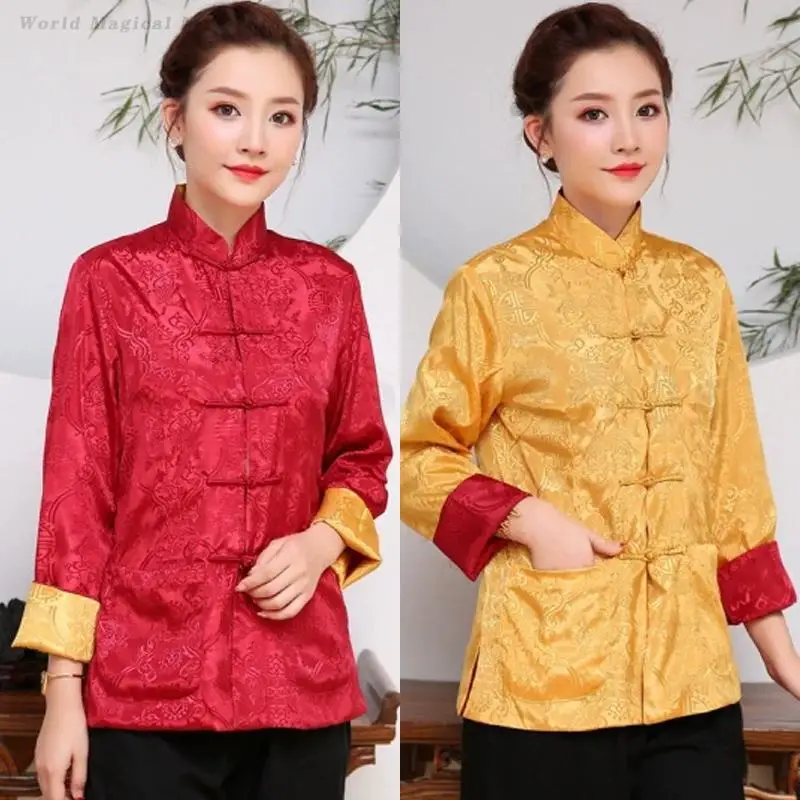 

Spring Autumn Chinese Style Blouse Tang Clothes Retro Ethnic Style Jacket Lady Hanfu Shirt Women Elegant Cheongsam Top Coat