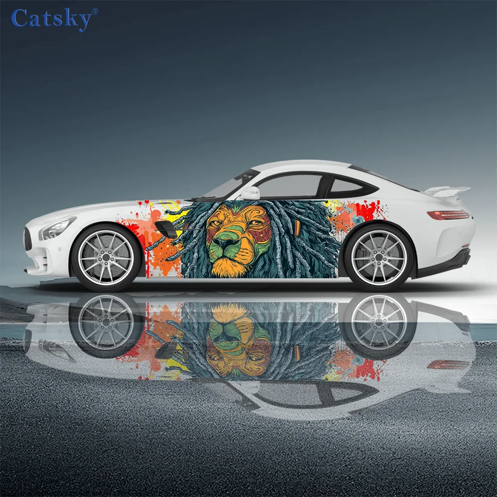 

Hip hop lion pattern sticker car body door side decal decoration suitable for all General Motors cars car vinyl wraps