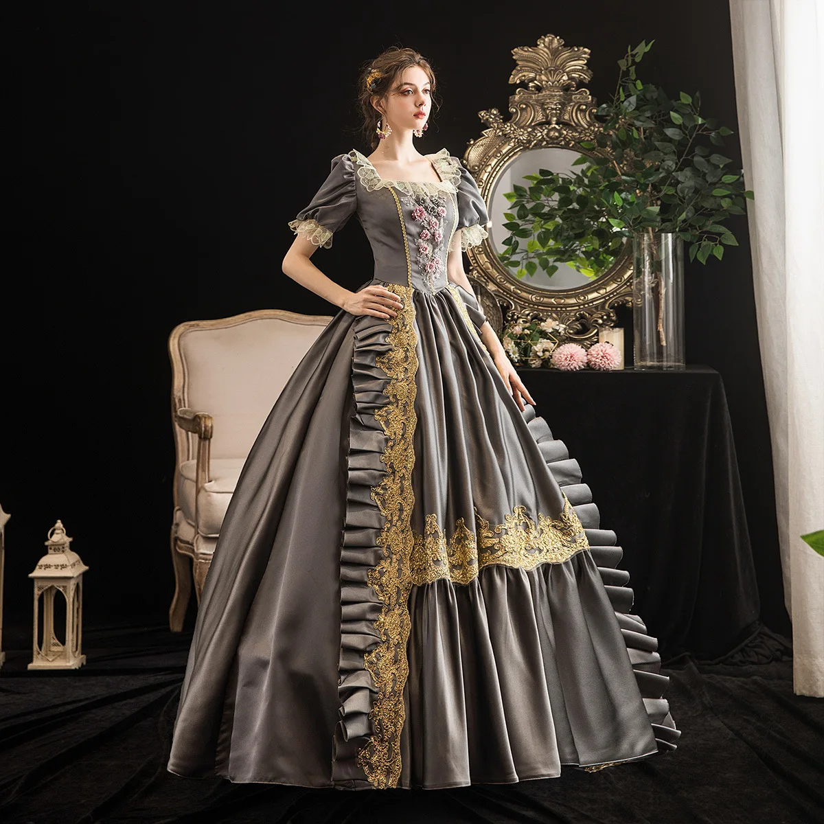 Cenerentola Aristocratica Principessa Europea Abito da Spettacolo Spettacolo Festa Trucco Studio Foto Passerella Palazzo Uniforme 상...........